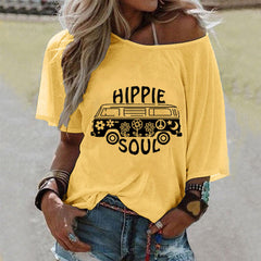 Round Neck Loose Casual T Shirt Printing Tops