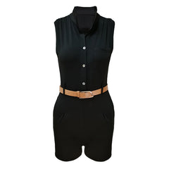 Casual High Waist Sleeveless Romper