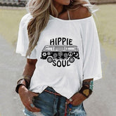 Round Neck Loose Casual T Shirt Printing Tops