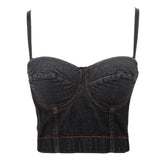 Corset désossé en jean, caraco court, slim, dos nu, sous-vêtement, sous-vêtement, vêtement d'extérieur