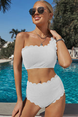 One-Shoulder-Bikiniset mit Wellenkante