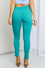 YMI Jeanswear – Kate – Hyper-Stretch-Skinny-Jeans in voller Größe mit mittelhohem Bund in Seegrün