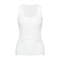 Deconstruction Irregular Asymmetric Detachable Two Piece Vest Knitted Top