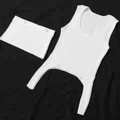 Deconstruction Irregular Asymmetric Detachable Two Piece Vest Knitted Top