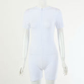Round Neck Short Sleeve Siamese Fall Romper