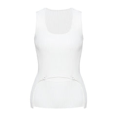 Deconstruction Irregular Asymmetric Detachable Two Piece Vest Knitted Top