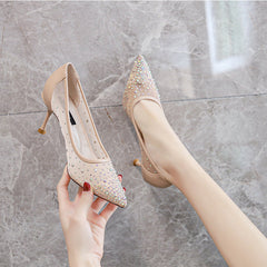 Creative Women's Pointed French Rhinestone Mesh