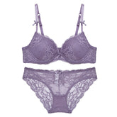 Lace Bra Set Lady Seduction Small Breast Push up Underwear Padded Bra