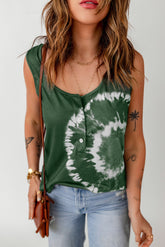 Henley-Tanktop mit U-Ausschnitt und Batikmuster