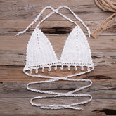 Beach Vacation Hollow Out Hollow Out Cutout Pure Hand-Woven Shell Bikini Tops