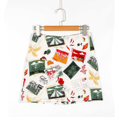 Design Niche Postcard Printed Mini Skirt Slim High Waist Sheath Girl