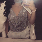 Strass Strass Weste Party Nachtclub Anzug Strass Top Sling