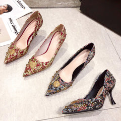 Women's Wedding Korean Style Stiletto Low-cut High