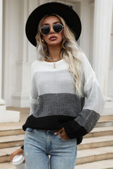 Grobstrickpullover mit Farbblockdesign