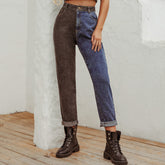 Retro Haremshose, schmal geschnitten, coole, farblich passende Jeans, hohe Taille, gerades Bein, Jeanshose für den Winter