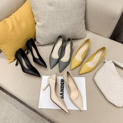 Women's Korean Style Pointed Toe Nude High Heels