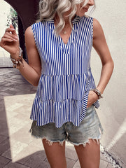 Ärmelloses Tanktop mit gestuftem V-Ausschnitt