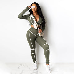 Solid Color Tight Stitching Casual sets