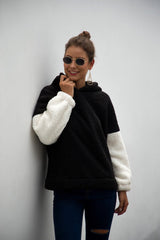 Contrast Dropped Shoulder Teddy Hoodie