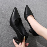 Schwarze, klobige, spitze, hoch geschnittene, weiche Herrenschuhe für Damen