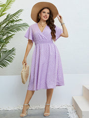 Robe à volants grande taille imprimée à taille froncée