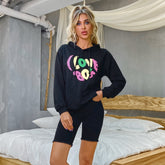 Pullover mit Retro-Print, locker sitzender Kapuzenpullover, langärmeliger Pullover