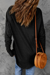 Black Christmas Tree Leopard Print Graphic Thumbhole Sleeve Top