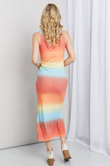 Robe mi-longue fendue sans manches dégradée Zenana