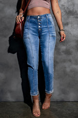 Jeans mit Knopfleiste und Mittelnaht und hohem Bund