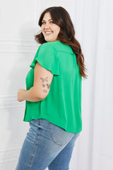 Haut court à manches volantées taille réelle Sew In Love Just You en vert