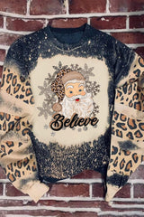 Schwarzes Believe Santa Claus Lässiges Sweatshirt mit Weihnachtsgrafik