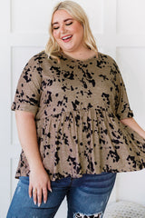 Haut babydoll imprimé grande taille