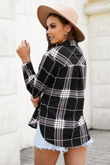 Plaid Button Down Side Slit Shirt