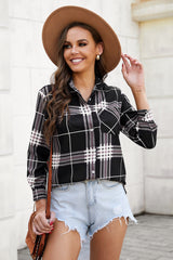 Plaid Button Down Side Slit Shirt