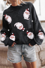 Schwarze Sweatshirts mit Weihnachtsmann-Grafik