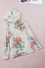 Hoodie mit Kordelzug und floralem Spitzenbesatz