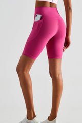 High-Rise Wide WaistbBiker Shorts with Pockets