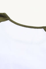 Contrast Ladder Detail Baseball Sleeve Top