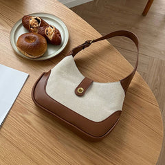 Schultertasche aus kontrastierendem Canvas