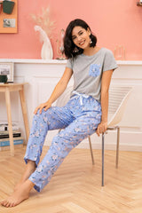 Round Neck T-Shirt Floral Pants Lounge Set