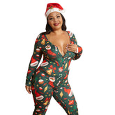Enger Weihnachts-Overall aus Strick und Stretch in Übergröße
