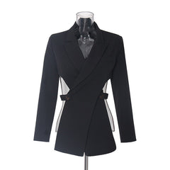 Personalisierter Criss Cross Vorne Lang Hinten Kurze Taille Aushöhlen Ausschnitt Kleiner Blazer