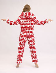 Christmas Festival Deer Snowflake Flannel Jumpsuit Pajamas Home Wear