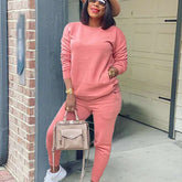 Casual Long Sleeve Solid Color Multicolor Street Casual Two Piece Set