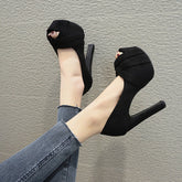 Women's Fish Mouth Pumps Chunky Waterproof Platform