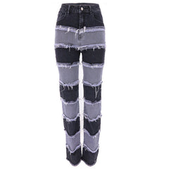Pantalon large taille haute moulant à coutures haute élasticité Pantalon en jean