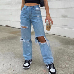 Jeans Trousers Ripped Slimming Jeans Trousers
