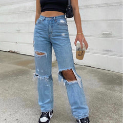 Jeans Trousers Ripped Slimming Jeans Trousers