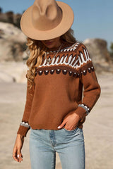 Pull col rond à motifs décontractés et doux