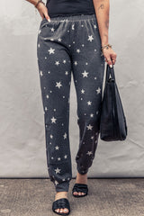 Pantalon de jogging à taille élastique et imprimé étoiles